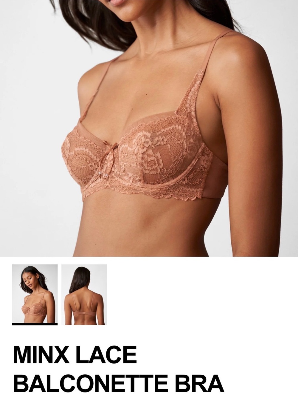 Skarlett Blue Lace Underwire Bra & Thong Set - Brown